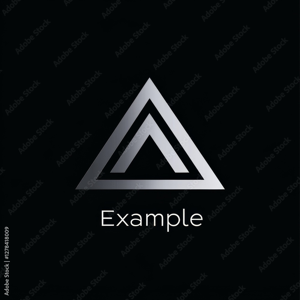 Aufkleber elegant silver double triangle logo on black background - modern geometric design for brands and com
