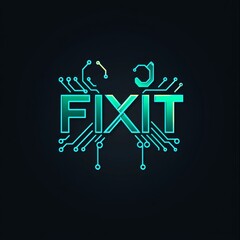 Fixit Technology Logo:  A Modern, Futuristic Design for Tech Repair Services with Circuit Board Elements.