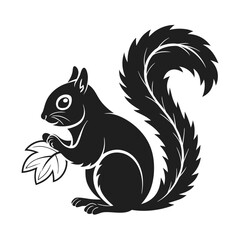 Obraz premium Elegance in Black Squirrel Silhouette Squirrel Icon