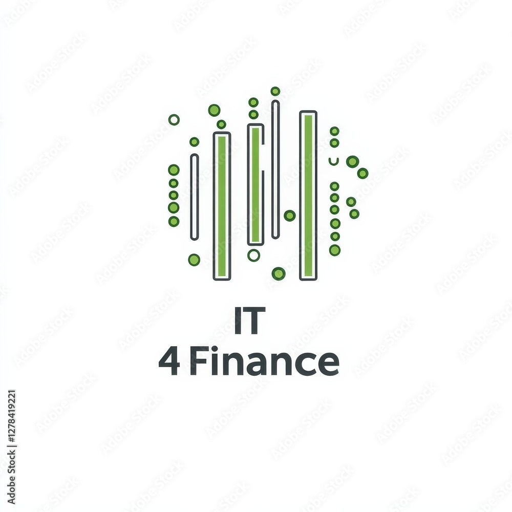 Aufkleber it 4 finance: modern tech solutions for financial services with abstract green data visualization lo