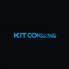 Obraz premium Kit Consulting Logo Displayed on a Black Background with Blue Horizontal Lines Design Element.