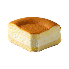 Delicious Slice of Japanese Cheesecake Isolated on a Black Background