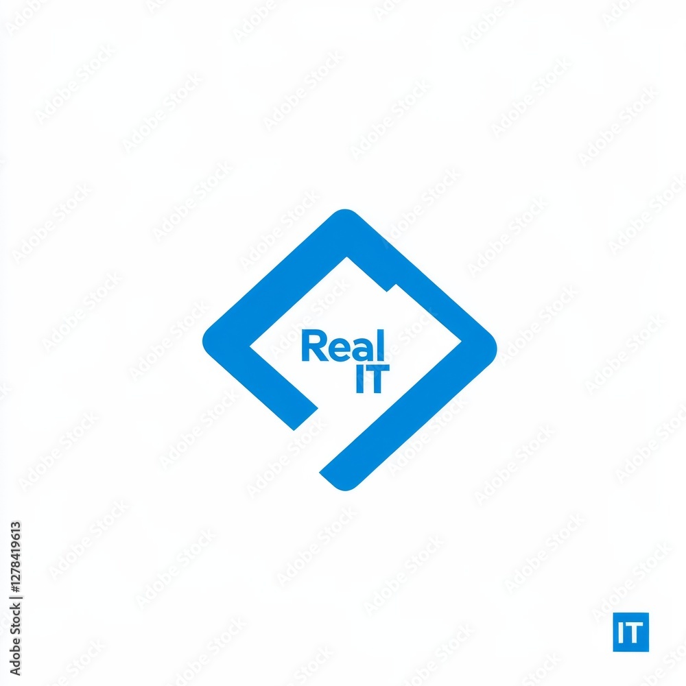 Aufkleber modern and clean logo design for real it with geometric shapes and a professional blue color scheme
