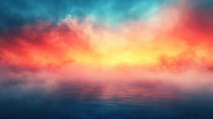 Fototapeta premium Vibrantsunsetoveramistyocean