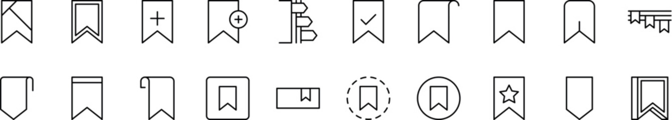 Minimalistic Linear Illustrations of Reading. Contains Icons of Bookmark for Graphics, Concept, Apps