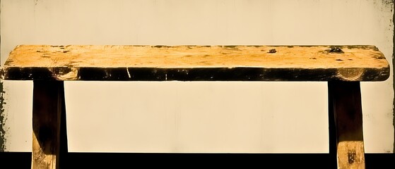 Rustic Wooden Bench Against Plain Background