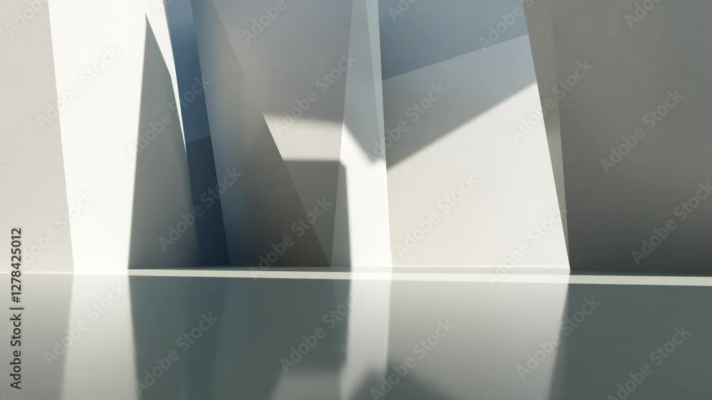 Poster abstract of concrete interior space with sun light cast the shadow on the wall and floor, geometric 