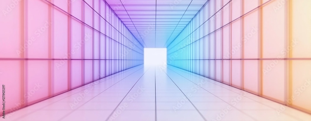 Poster futuristic abstract corridor with colorful lighting effects