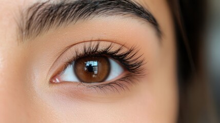 Fototapeta premium Stunning animal gaze with beautiful brown eyes and delicate lashes