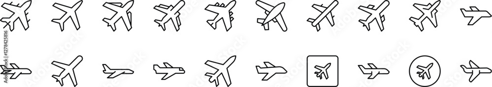 Poster simple linear icon of plane. minimalistic linear pictogram for web and graphic design, apps, banners