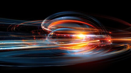 Abstract light trails, energy swirls, cosmic background, tech concept