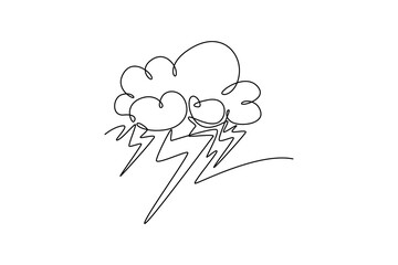 Natural Disaster concept. Single line draw design vector graphic illustration.