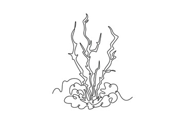 Natural Disaster concept. Single line draw design vector graphic illustration.