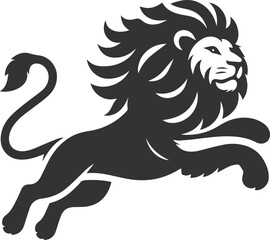 A lion jumping happily vector silhouette