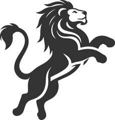 A lion jumping happily vector silhouette