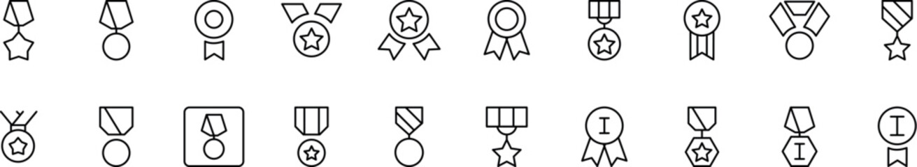 Medal Thin Icons Collection. Editable Stroke. Perfect for Web Sites, Books, Cards, Apps