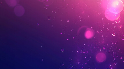 Obraz premium Pure clear water drops with reflection of neon pink light. Banner template with transparent dew, raindrops on purple background and copy space, vector realistic illustration