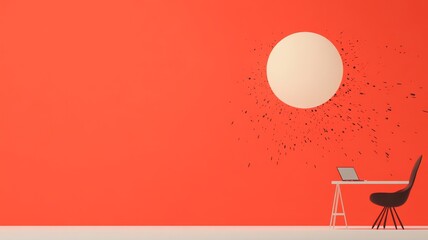 Fototapeta premium Abstract Digital Workspace with Exploding Sun Effect