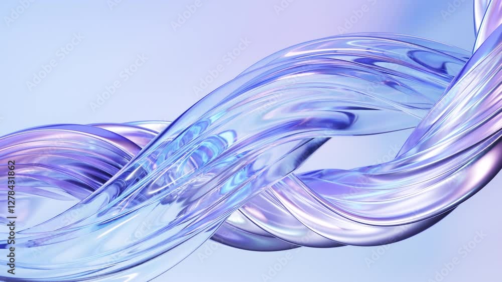 Poster abstract wave loop animation. 3d rendered background, flowing, fluid, twisted shapes with a metallic