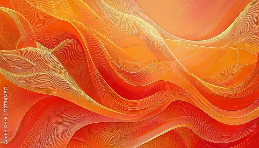 Aufkleber abstract orange and yellow wavy lines with soft gradient background suitable for design, graphic, or