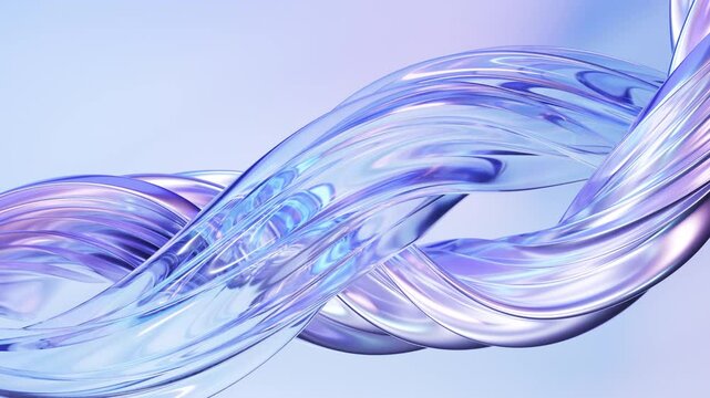 Abstract wave loop animation. 3D rendered background, flowing, fluid, twisted shapes with a metallic, glass and iridescent texture. Smooth light gradient. Elegant live wallpaper and animated footage	