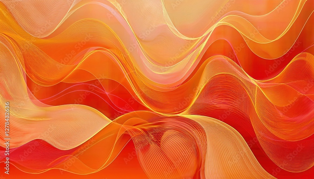 Poster abstract orange and yellow wavy lines with soft gradient background suitable for design, graphic, or