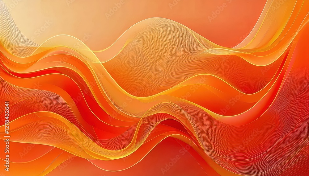 Poster abstract orange and yellow wavy lines with soft gradient background suitable for design, graphic, or