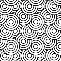 Overlapping Black and white abstract circle seamless pattern