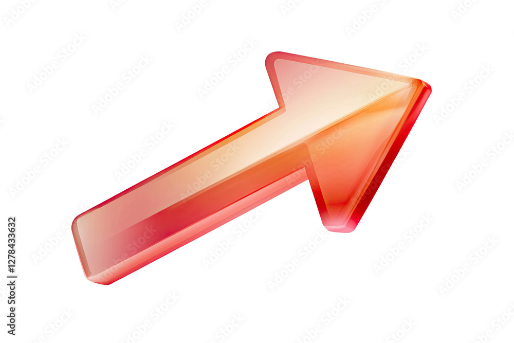 Poster red transparent arrow pointing right isolated on black background