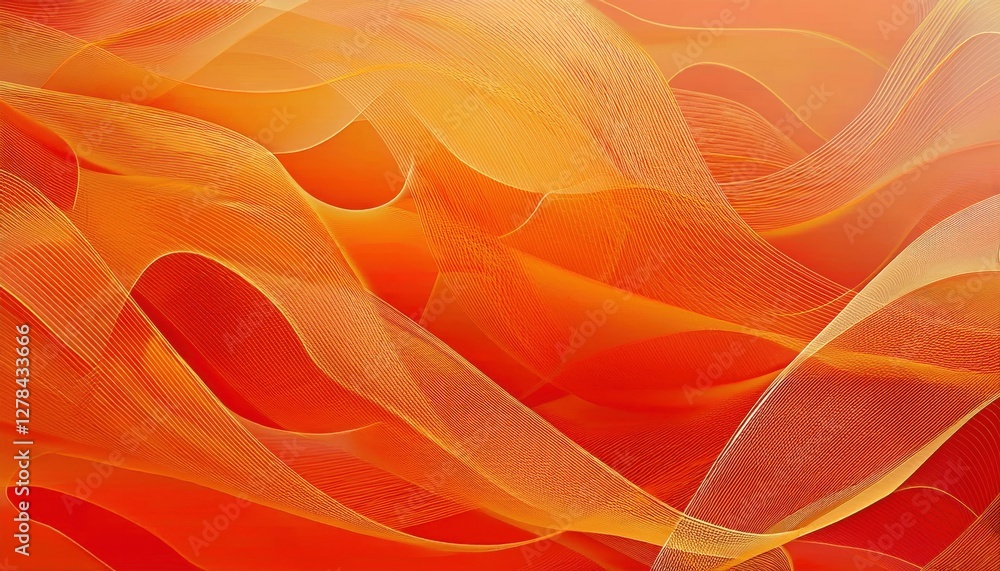 Poster abstract orange and yellow wavy lines with soft gradient background suitable for design, graphic, or