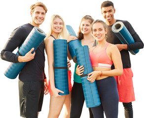 Sportliche Teenager mit Yogamatten