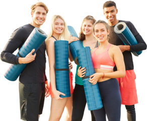 Sportliche Teenager mit Yogamatten