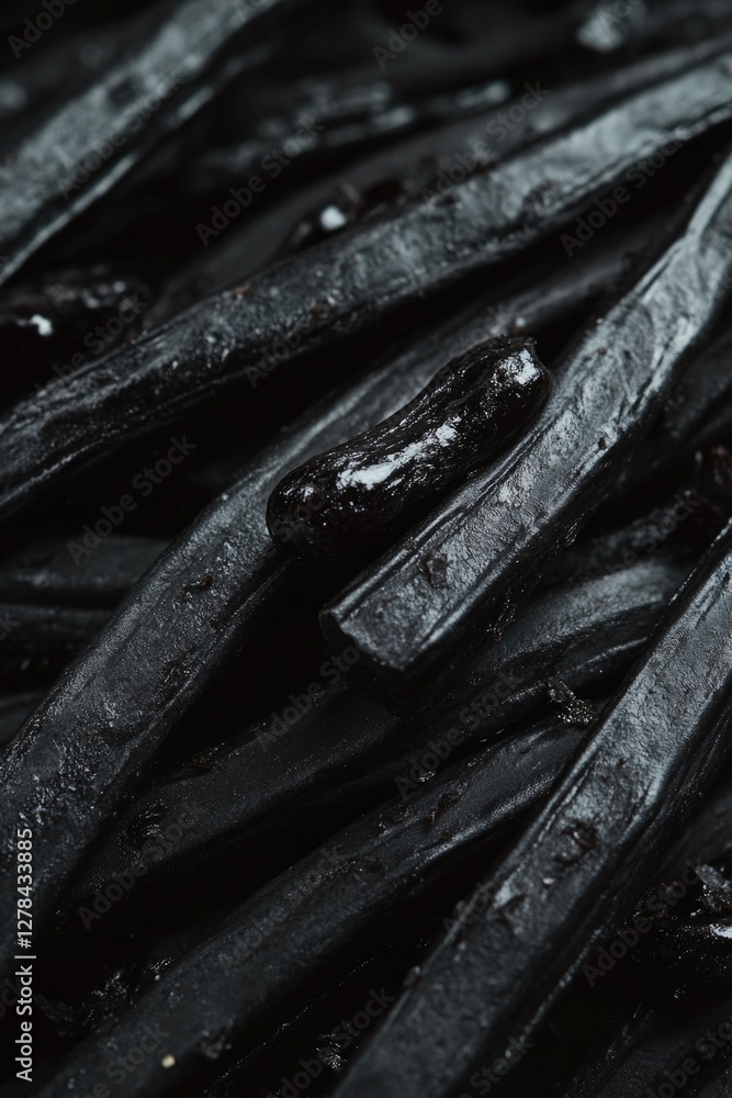 Poster high-quality image of a bunch of black beans in a compact format, suitable for use as an ingredient 