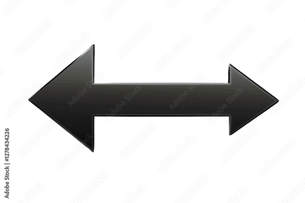 Poster symmetrical arrow pointing both directions in black on transparent background
