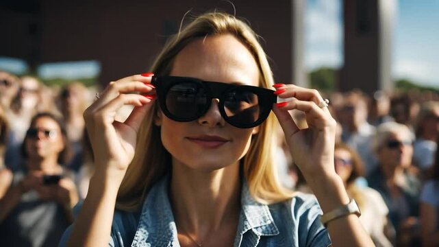 Person with sun protection glasses looking at an eclipse.