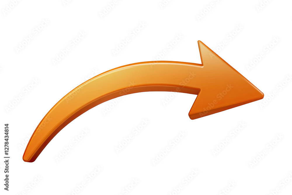 Poster curved orange arrow pointing right guiding navigation with transparent backdrop