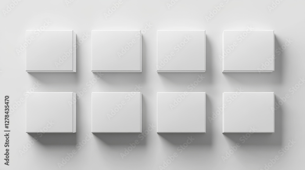 Poster white closed and open cardboard box mockup top angle view. realistic vector illustration set of blan