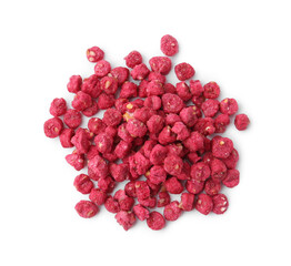 Pile of rat poison isolated on white, top view
