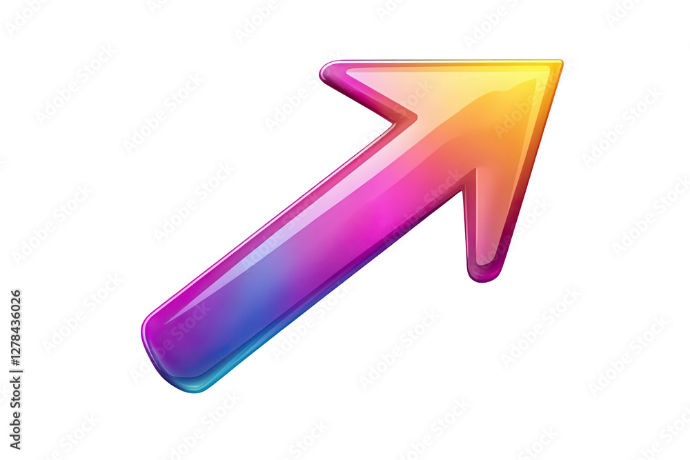 Poster forward progress arrow with rainbow gradient on transparent background