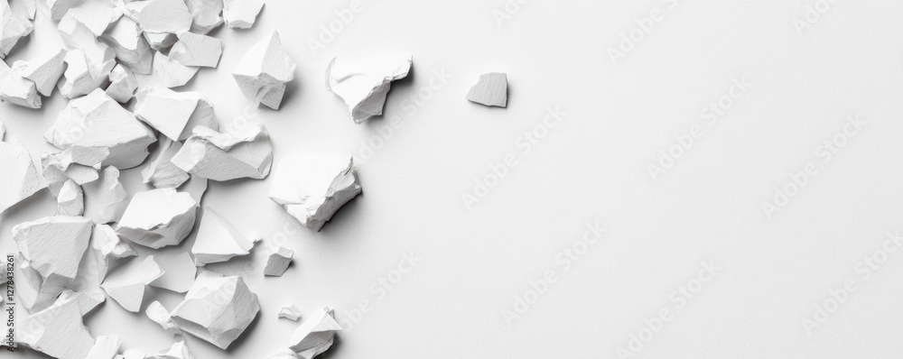 Poster Crumbled White Paper on Clean Background for Textures and Patterns