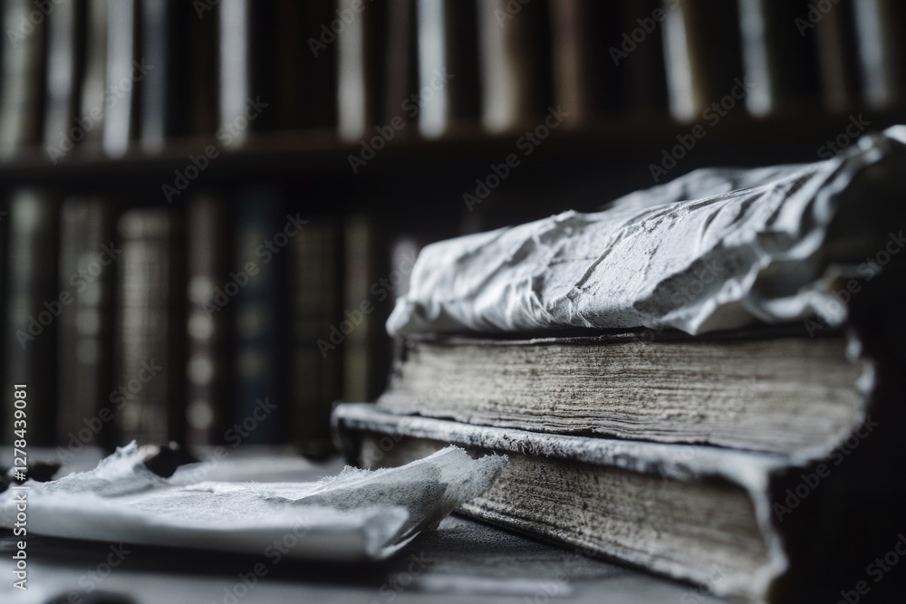 Poster a collection of books arranged neatly on a table
