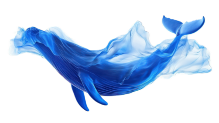 Majestic blue whale swimming gracefully through vibrant ocean waters, surrounded by colorful marine life