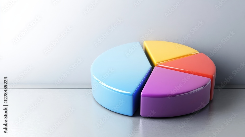 Aufkleber colorful pie chart on a sleek surface, representing data analysis in a modern office setting