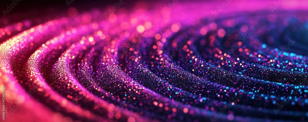 Poster vibrant colorful waves of glittering particles in abstract design