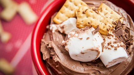 Indulgent Chocolate Dessert with Marshmallows and Crackers