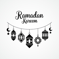 Ramadan Kareem Festive Islamic Lanterns, Stars, and Moons