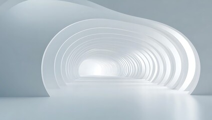 Modern minimalist abstract background, 3D render of a white, empty virtual room with soft lighting