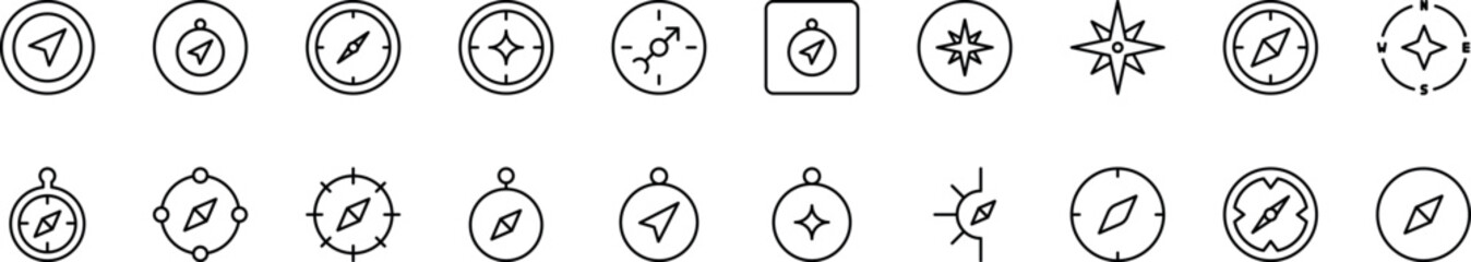 Compass Line Icon Set. Minimalistic Linear Pictogram for Web and Graphic Design, Apps, Banners, Social Network and Cards © RaulAlmu