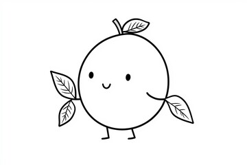 Baby mango with tiny arms, holding a small leaf.