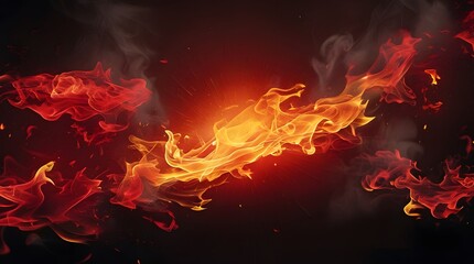 Fiery Abstract Flames on a Dark Background – Digital Art